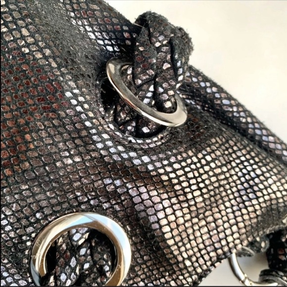 MK Michael Kors Gunmetal Black Snake Hobo Bag - Picture 6 of 8